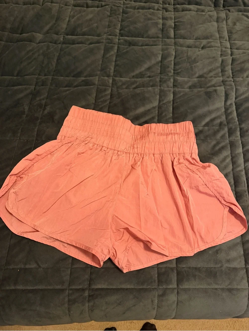 Smocked Waist Coral Athletic Shorts for Women
